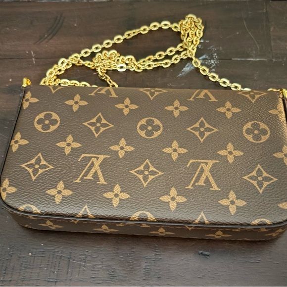 Louis Vuitton Gold Chain Brown Monogram Clutch - Picture 3 of 8